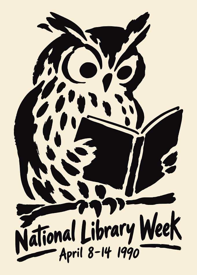 Vintage National Library Week Owl Poster