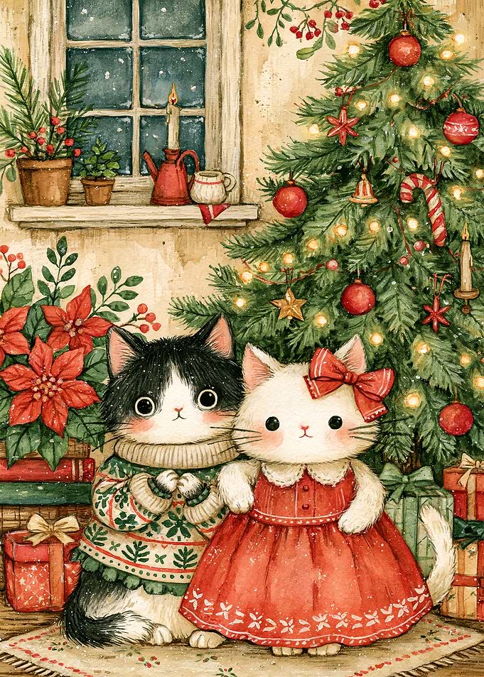 Two Cats on Christmas