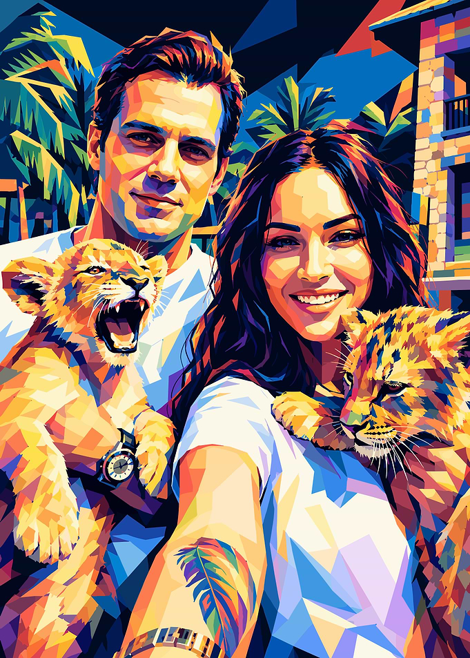 Pop Art Celebrity Selfie with Cubs