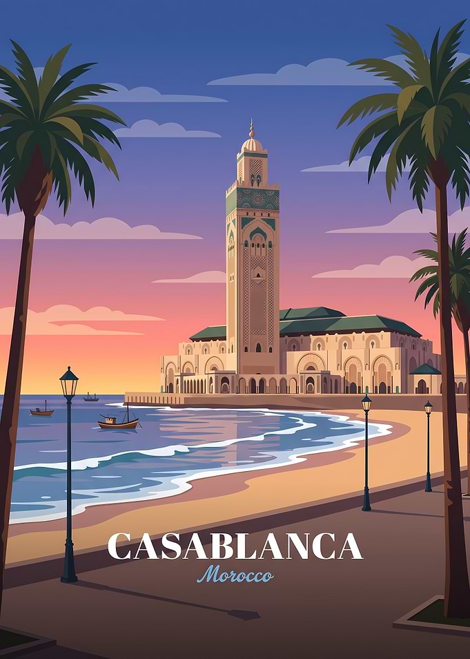 Casablanca Morocco Travel Poster