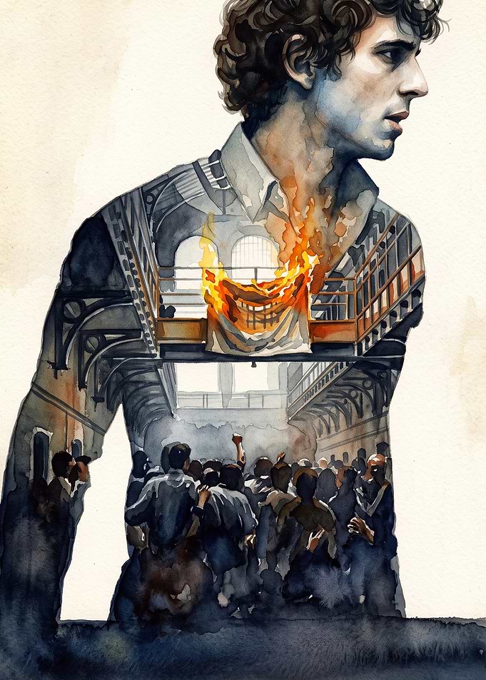 Prison Riot Double Exposure Art