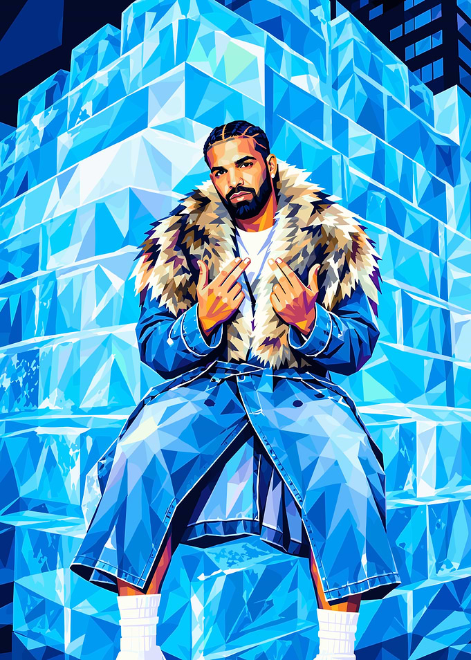 Drake Low Poly Geometric Portrait