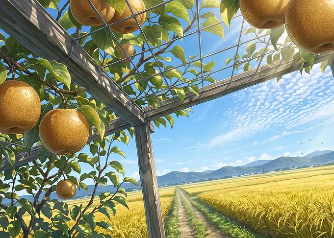 Pear Orchard Overlooking Golden Fields