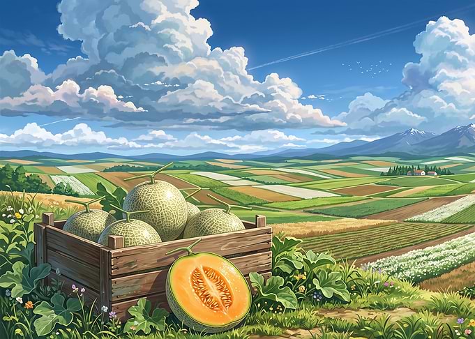 Fresh Melons in a Rural Landscape
