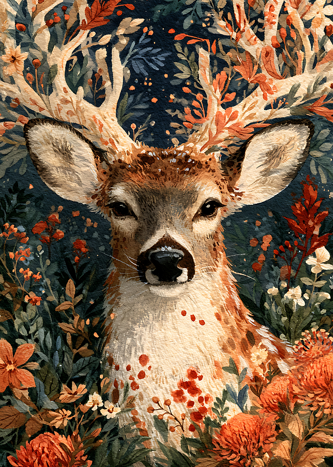 Whimsical Deer in Autumn Forest