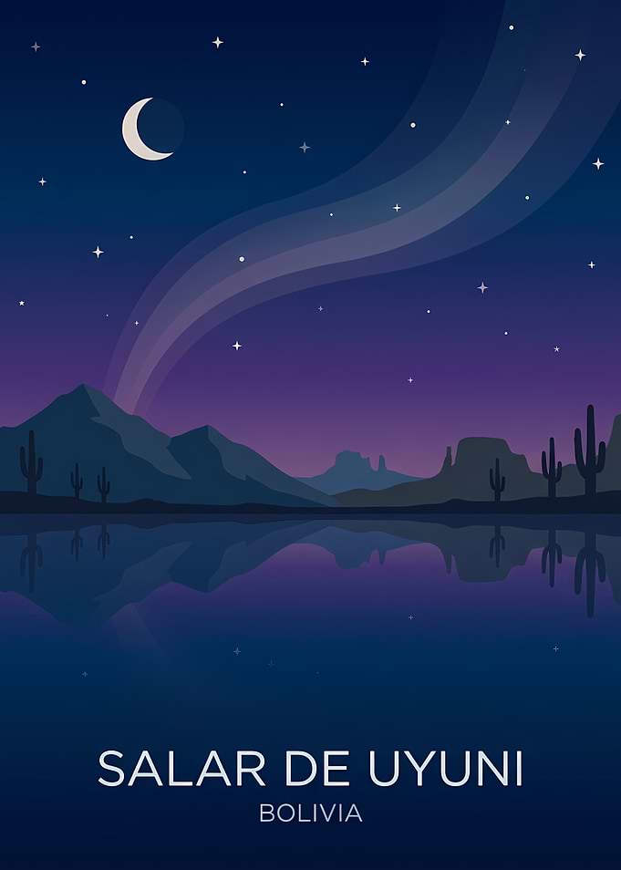 Salar de Uyuni Night Landscape Poster