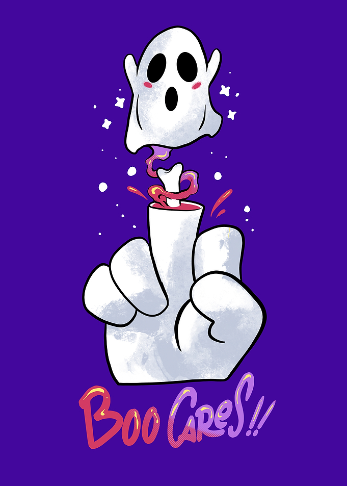 Boo Cares Ghost Hand Illustration