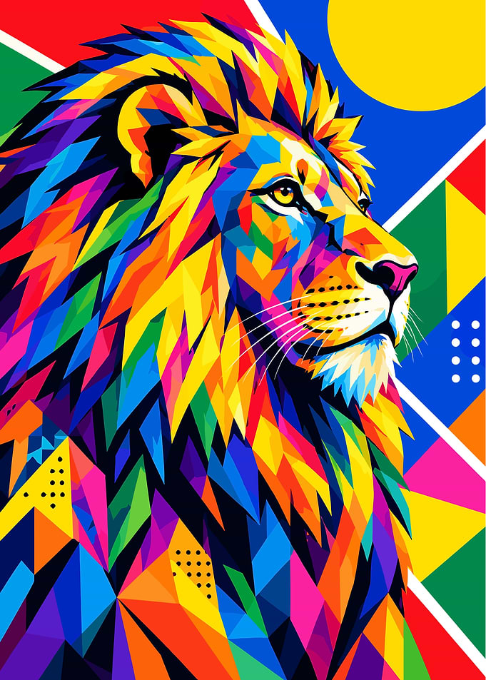 Colorful Geometric Pop Art Lion
