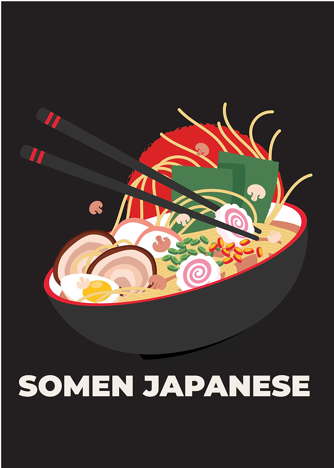 Japanese Ramen Bowl Illustration