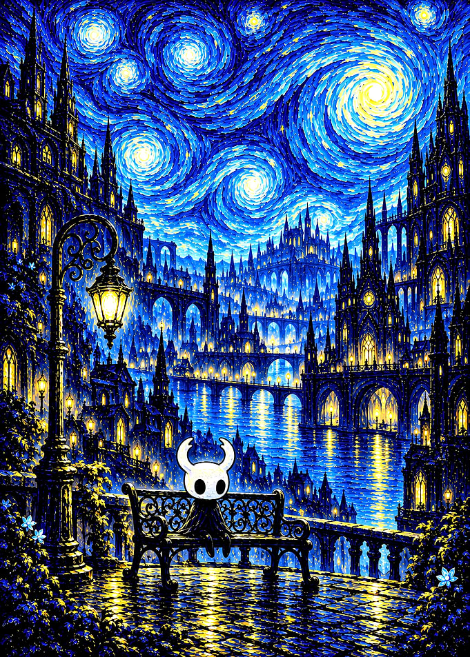 Hollow Knight in Starry Night City