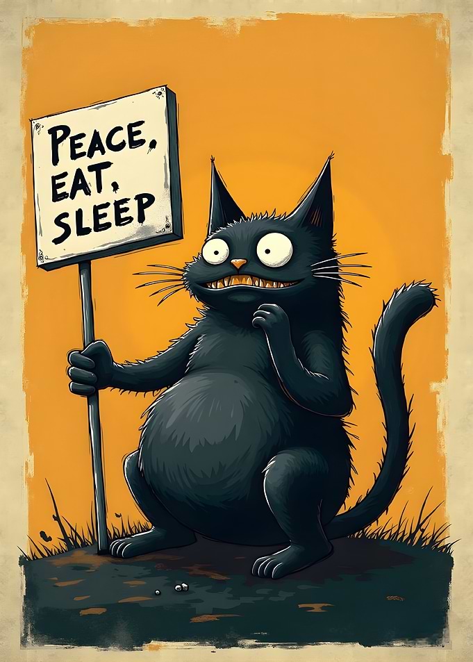 Funny Black Cat Protest Sign