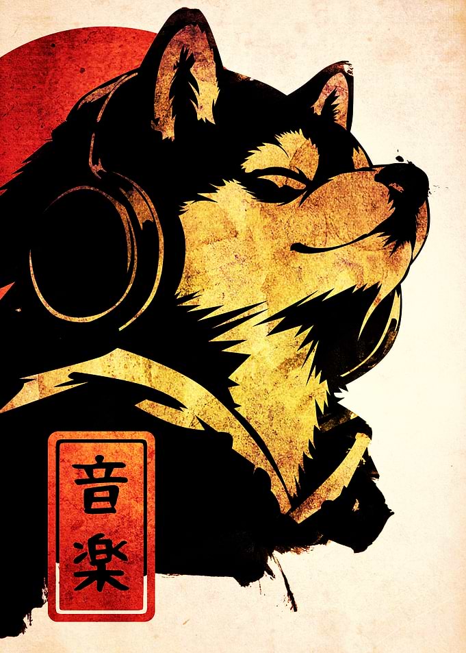 Shiba Inu Listening to Music