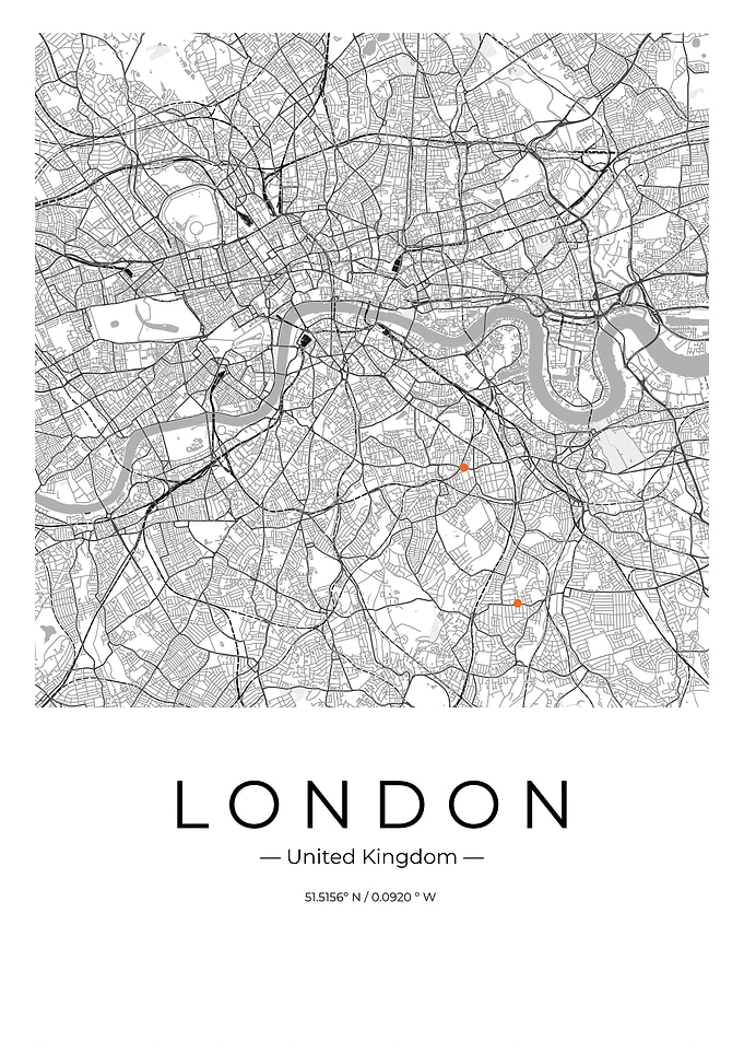 Teh London City Map Poster