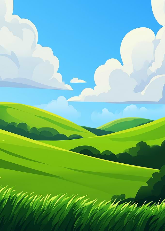 Vibrant Green Rolling Hills Landscape