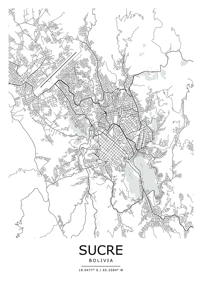 Sucre Bolivia City Map Print