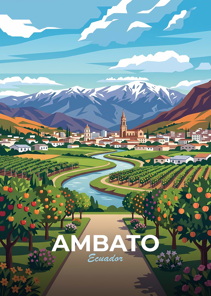 Ambato Ecuador Travel Poster