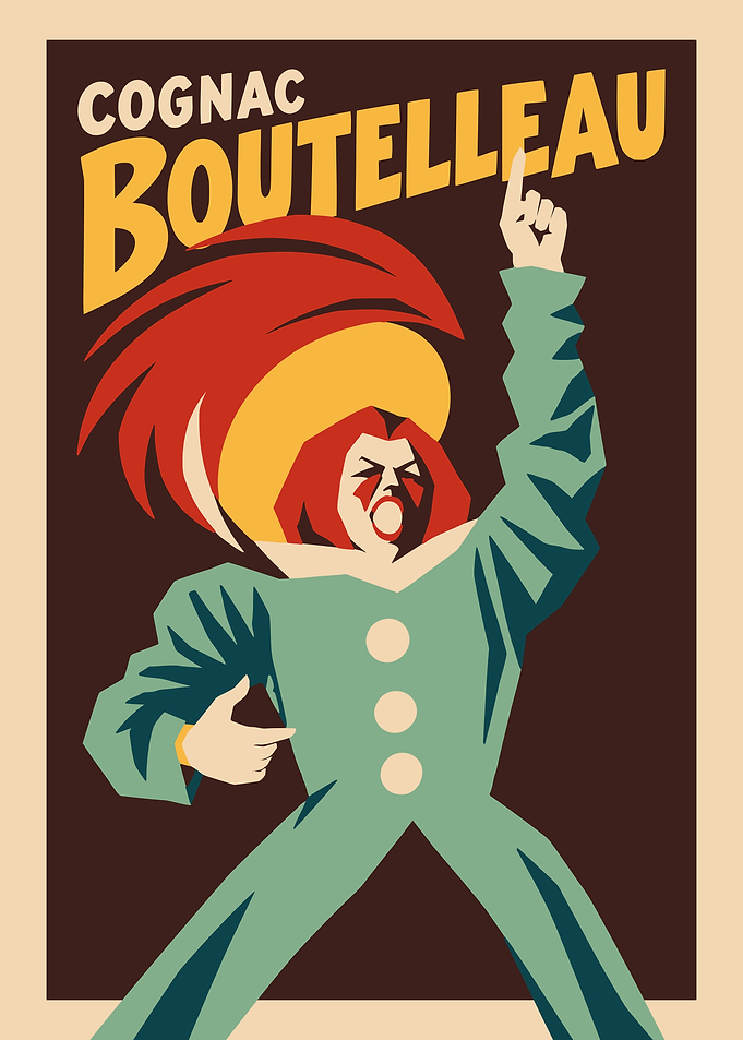 Vintage Cognac Boutelleau Advertising Poster