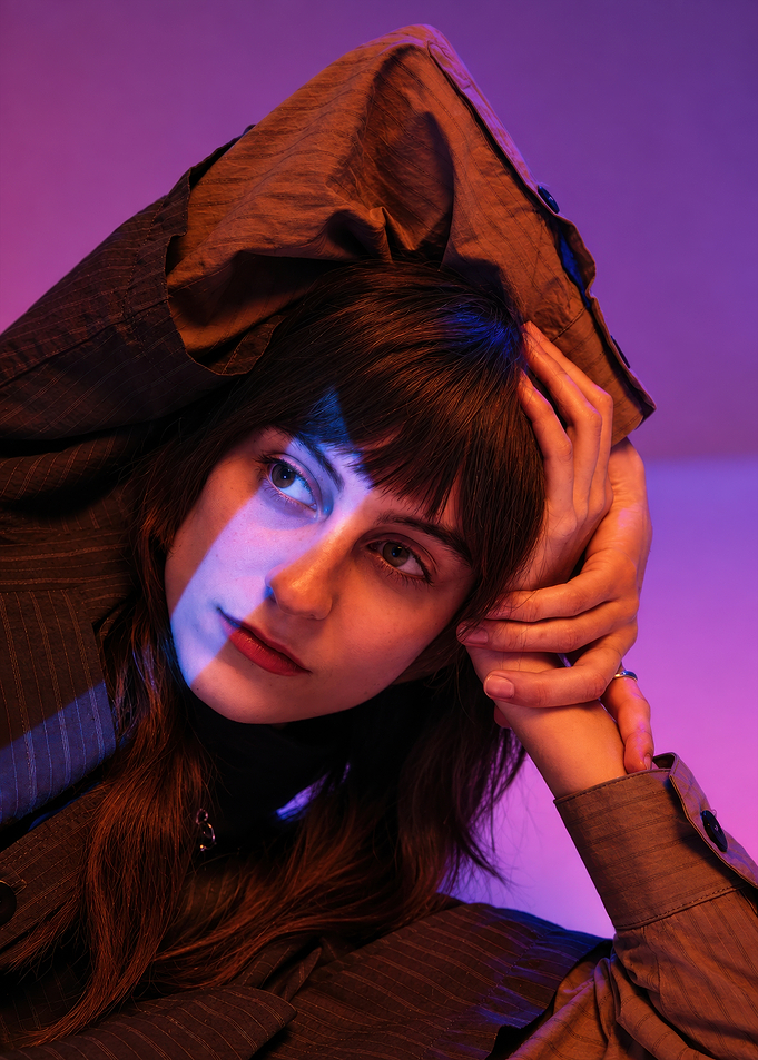 Portrait of Woman with Neon Lighting