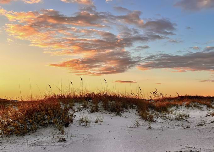 Golden Hour Coastal Dunes and The Weight of Evening