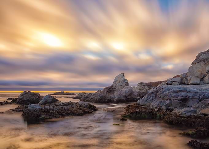 Long Exposure Coastal Sunset Landscape