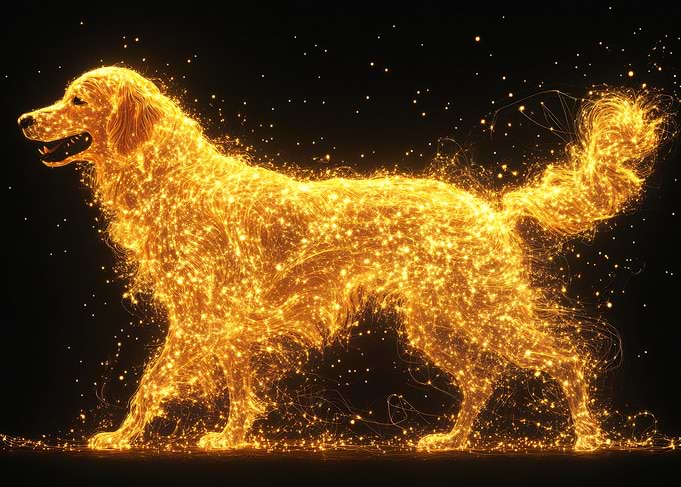 Golden Retriever Made of Fire