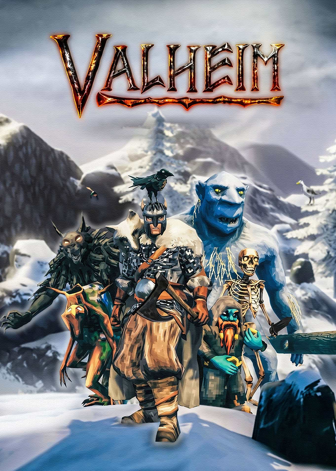 Valheim Viking Warrior and Creatures Poster