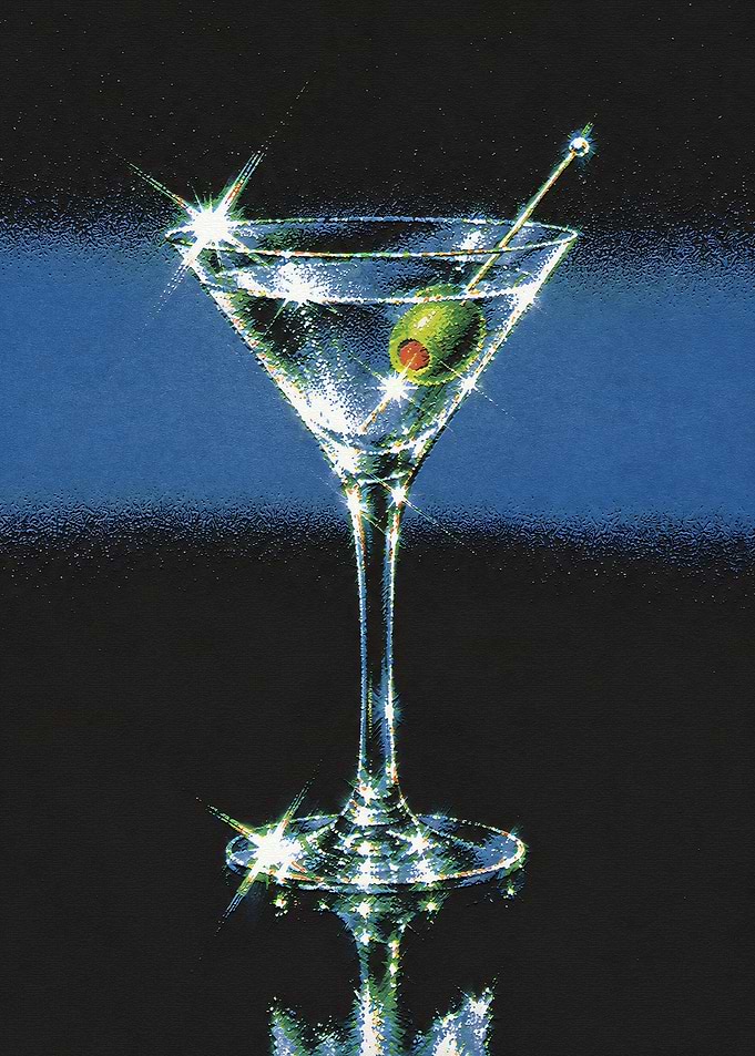 Sparkling Martini Cocktail Illustration