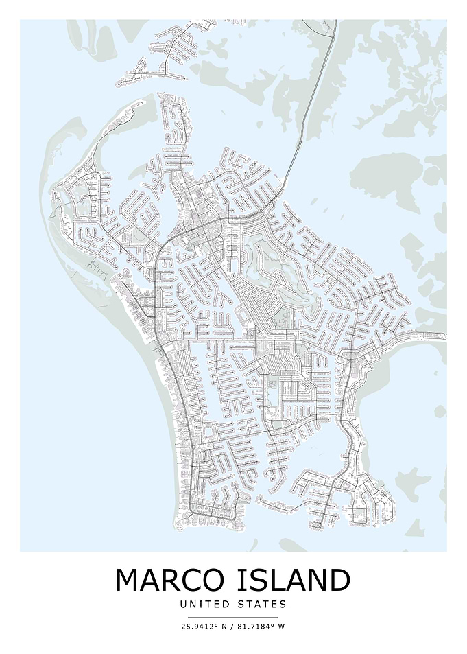 Marco Island Florida Map Print