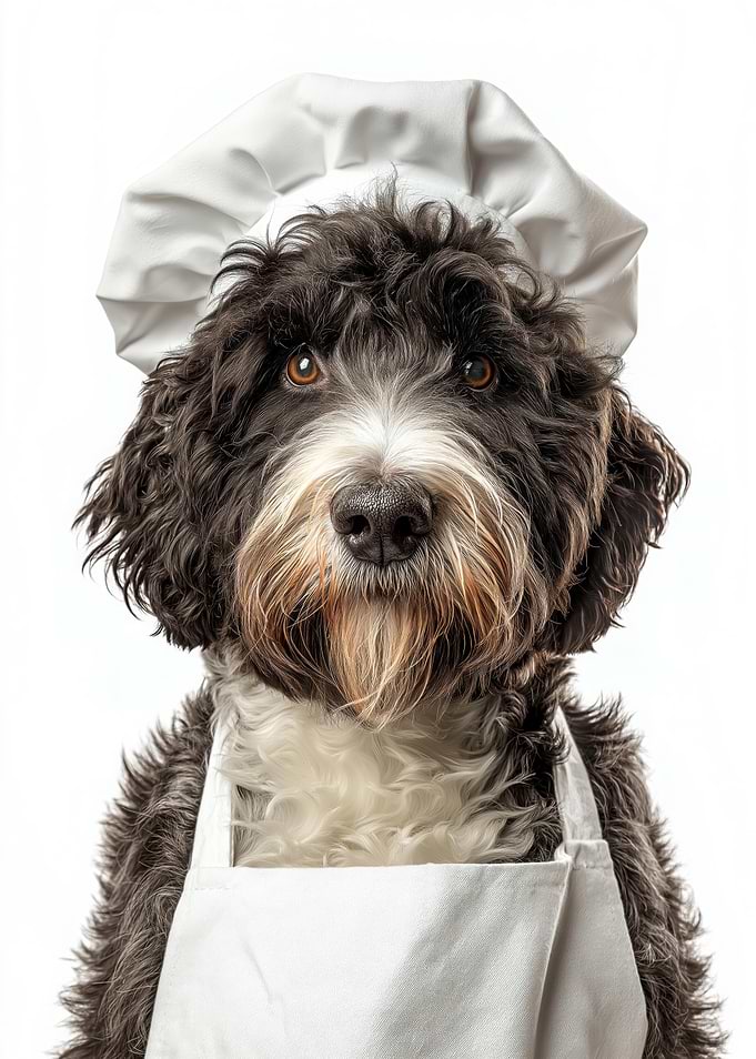 Cute Barbet Dog Wearing Chef Hat