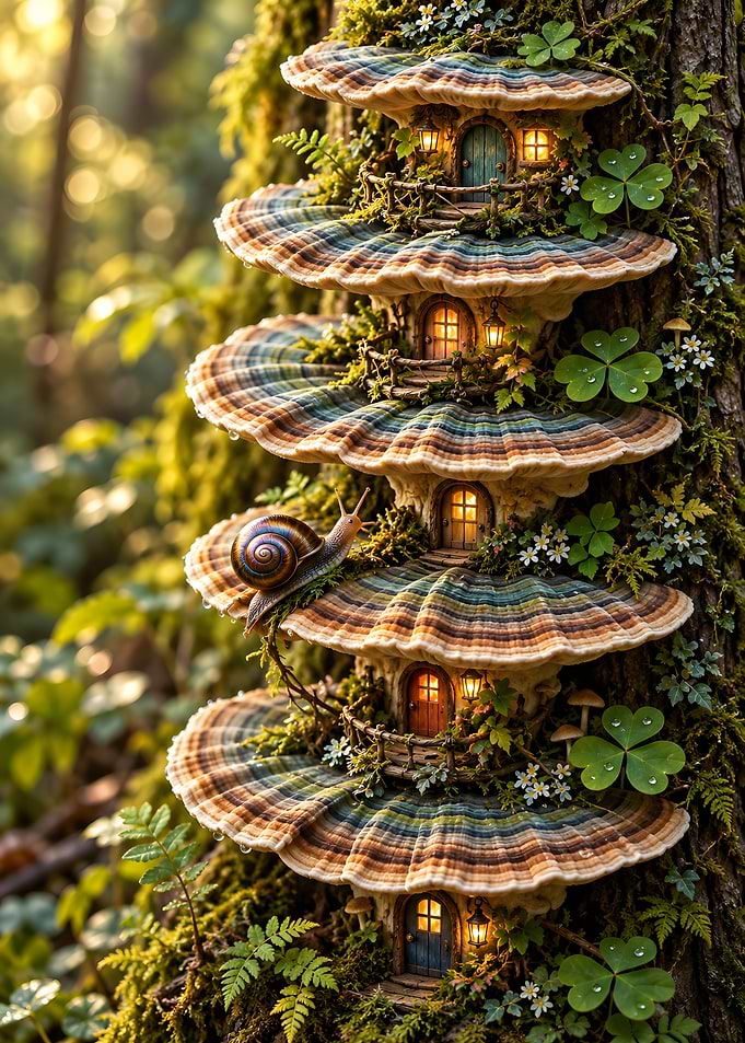 Enchanted Mushroom Treehouse with Snail