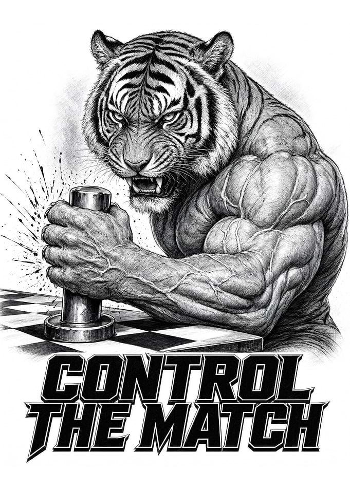 Muscular Tiger Arm Wrestling Illustration