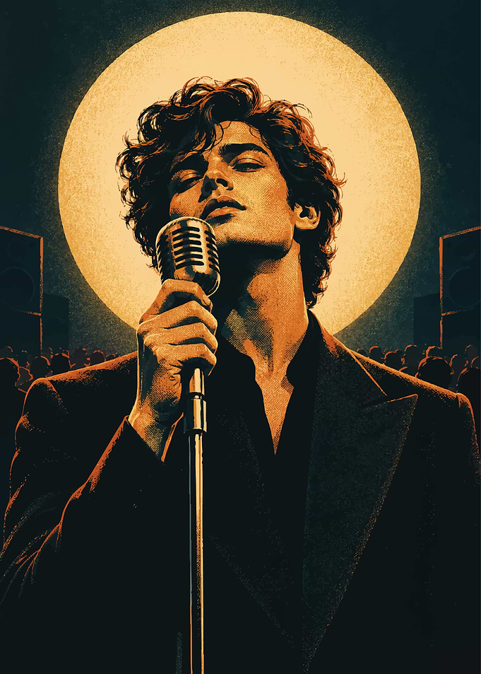 Singer Performing Under Spotlight