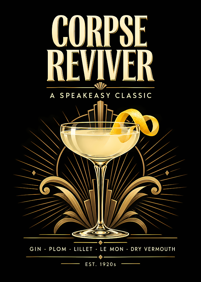 Corpse Reviver Cocktail Art Deco Poster