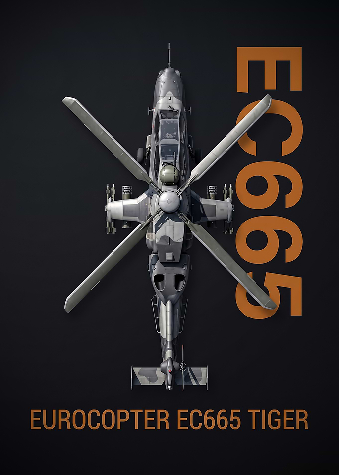 black background minimalist eurocopter ec665 Tiger Military Helicopter Poster