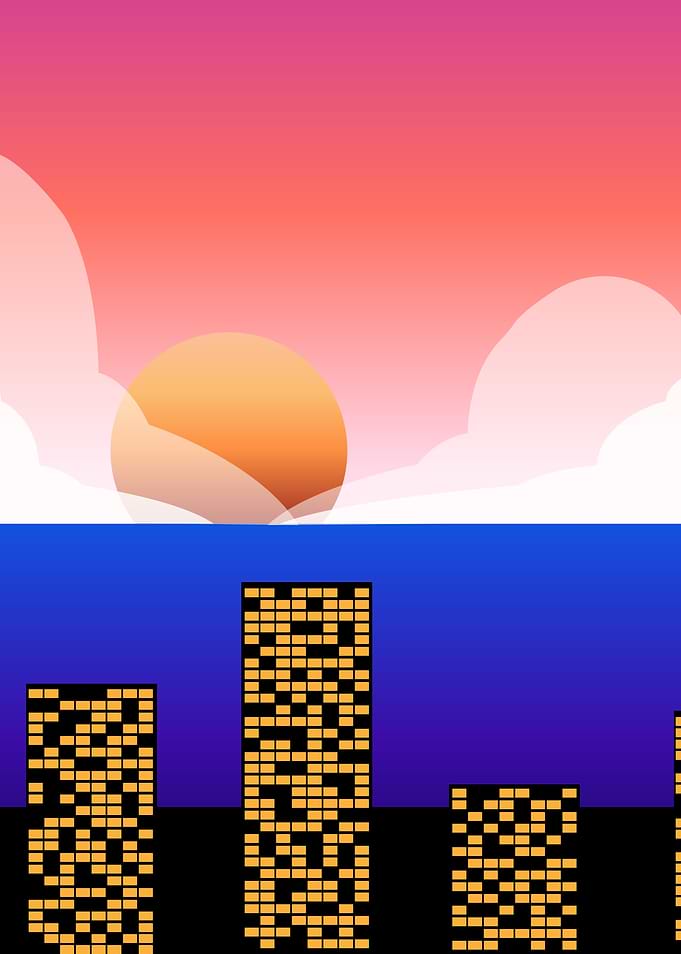 Minimalist City Sunset Illustration