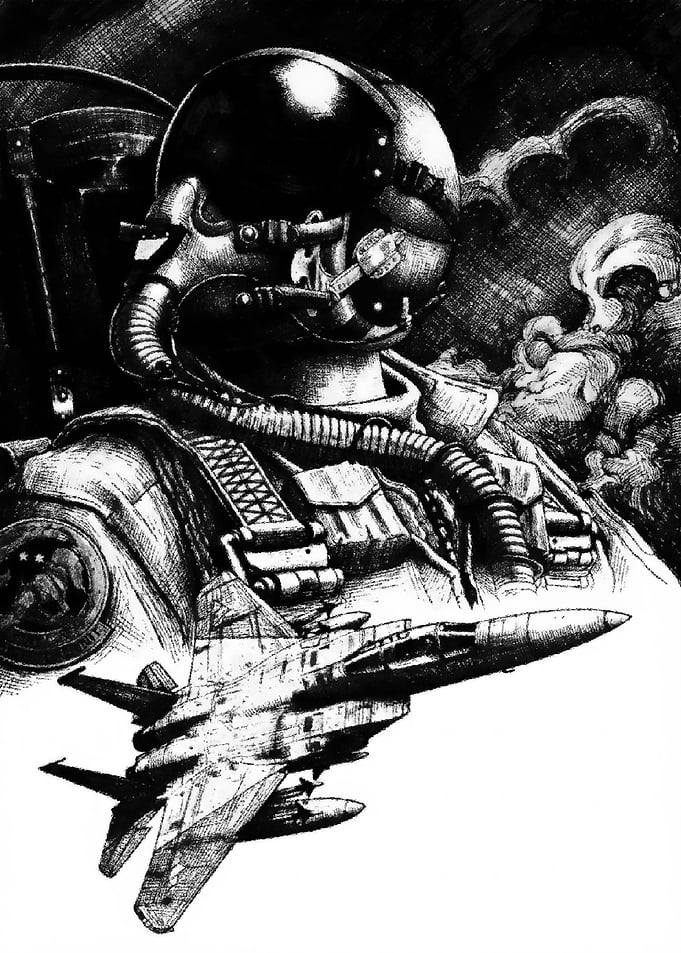 Fighter Pilot and Jet Sketch