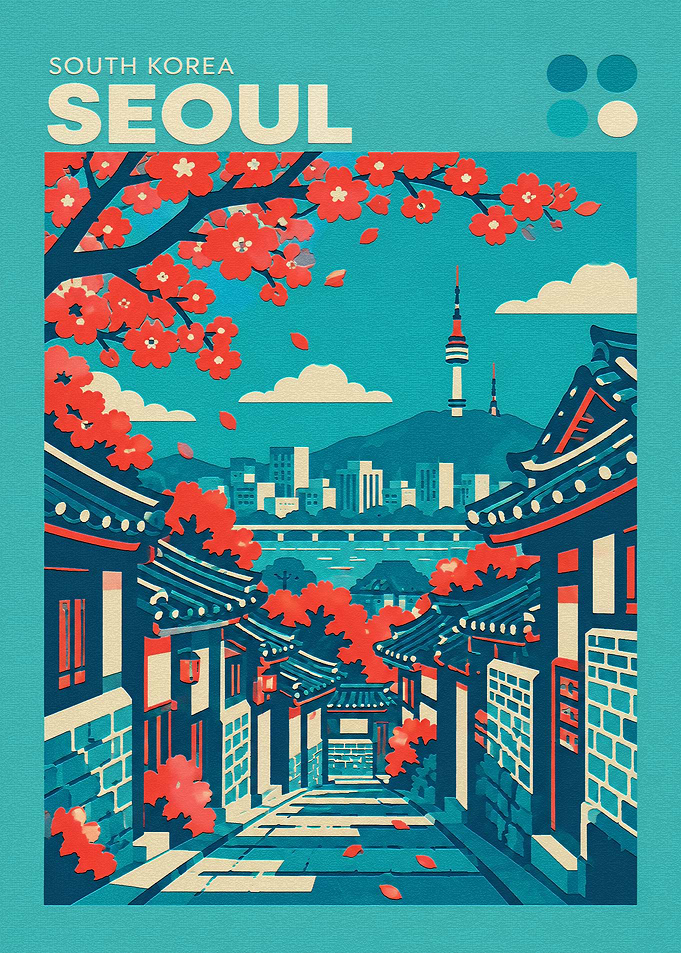 Seoul South Korea Travel Poster