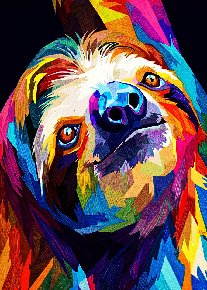Colorful Pop Art Sloth Portrait