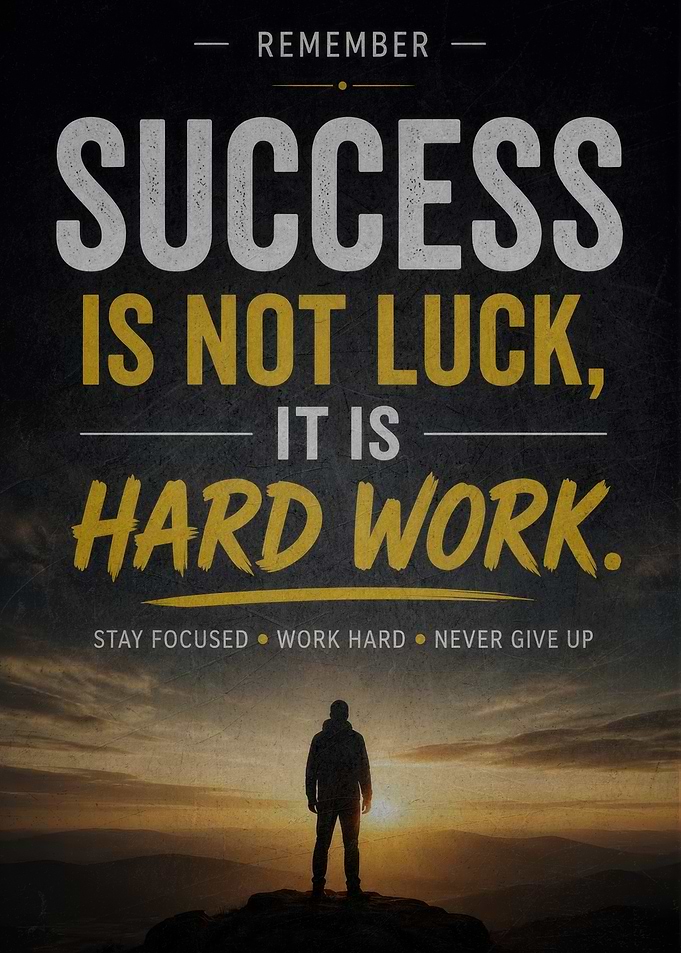 Success Is Not Luck Motivational Poster