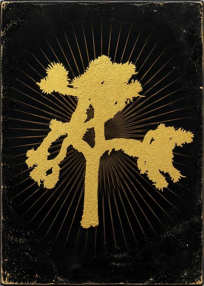 Golden Joshua Tree Silhouette Art