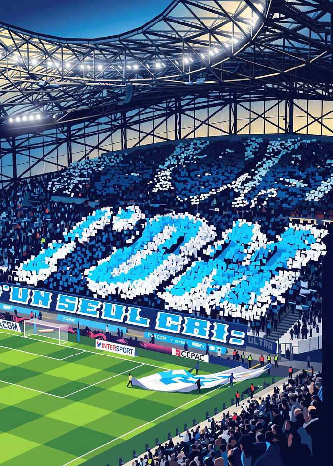 Olympique de Marseille Stadium Tifo Illustration