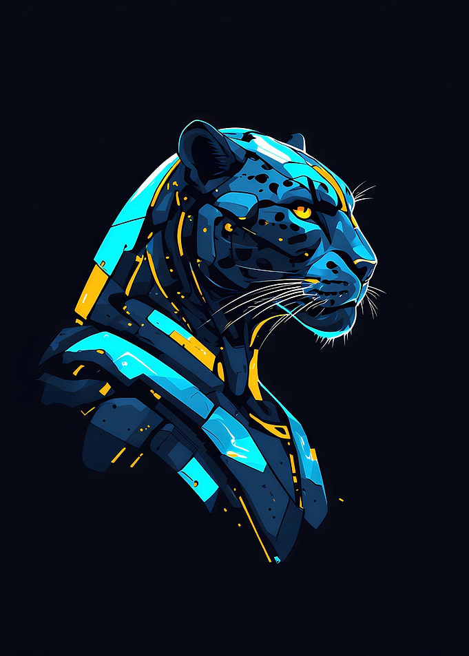 Cybernetic Panther Portrait