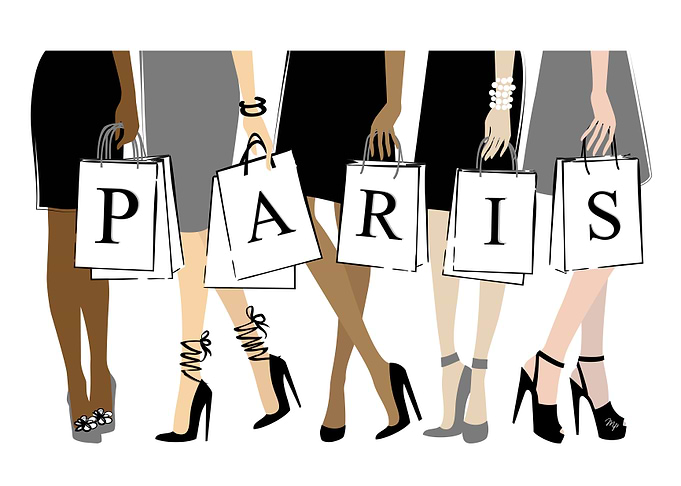 Fashionable Women Shopping in Paris