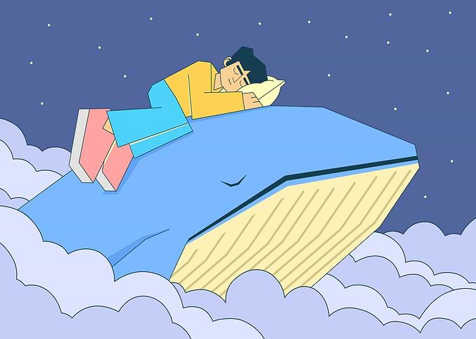 Boy Sleeping on a Flying Whale