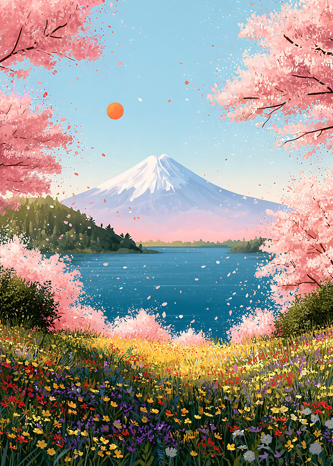 Mount Fuji and Cherry Blossoms
