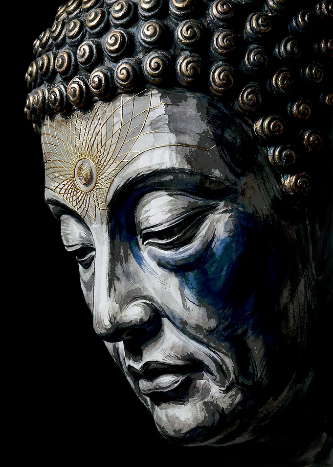 Serene Buddha Head Art work