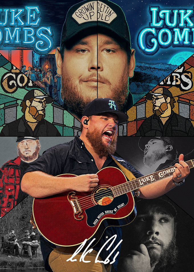 Luke Combs Music Collage Poster