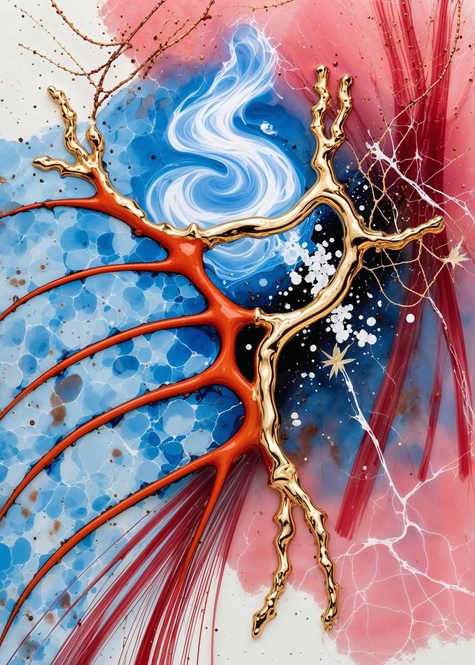 Golden Branch – Coral Flow – Abstract Porcelain #162
