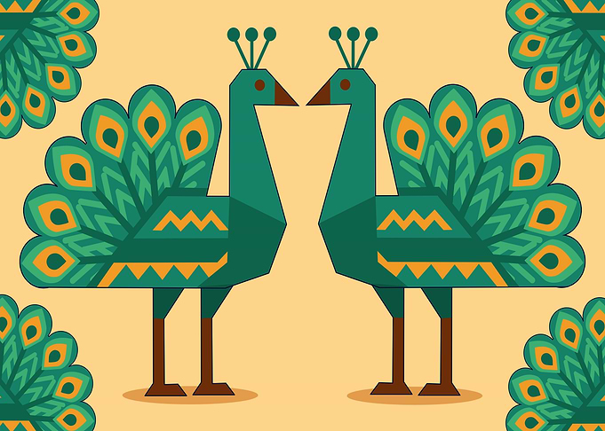 Geometric Peacock Pattern Illustration