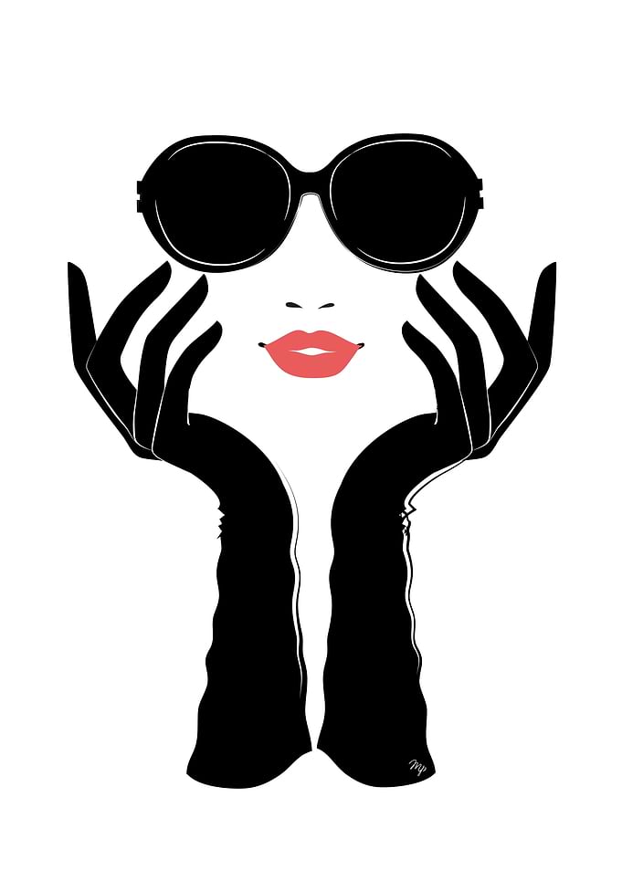 Minimalist Fashion Illustration with Sunglasses
